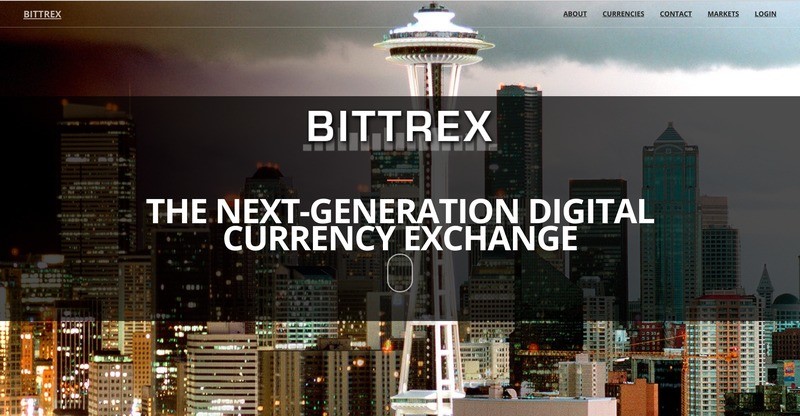 Homepage des Bittrex-Austauschs